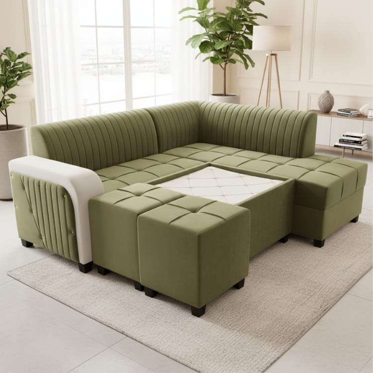 Teal Green and White Touch Sofa Set